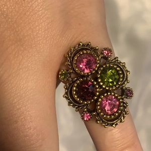 Size Adjustable Multi Colored Gem Stone Ring